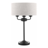 Laura Ashley Sorrento Matt Black 3 Light Table Lamp with Natural Shade