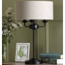 Laura Ashley Sorrento Matt Black 3 Light Table Lamp with Natural Shade