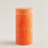 F00527 GOLD MARBLED PILLAR CANDLE ORANGE & CINNAMON