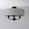 Laura Ashley Sorrento 3 Arm Semi Flush Matt Black With Natural Shade