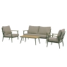 Houghton 2 Seat Sofa With 2 Sofa Chairs & Rectangle Coffee Table - Sage