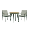 Houghton 80cm Round Table With 2 Armchairs - Sage