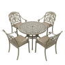 Roma 100cm Round Table With 4 Stacking Armchairs - Stone