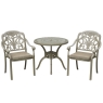 Roma 78cm Round Bistro Table With 2 Stacking Armchairs - Stone