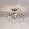 Laura Ashley Willow 3 Light Semi Flush Satin Pewter & Crystal