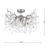 Laura Ashley Willow 3 Light Semi Flush Satin Pewter & Crystal