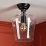 Laura Ashley Ockley Semi-Flush Matt Black & Glass
