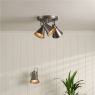 Laura Ashley Rufus 3 Light Plate Spotlight Industrial Nickel