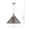 Laura Ashley Rufus Grande 1 Light Pendant Industrial Nickel