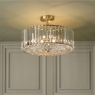 Laura Ashley Fernhurst 4 Light Semi Flush Crystal & Antique Brass