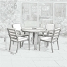 Torino Round Dining Set With 4 Armchairs