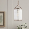Laura Ashley Sutton Pendant Matt Antique Brass & Ribbed Glass 