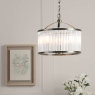 Laura Ashley Sutton 3 Light Pendant Matt Antique Brass & Ribbed Glass