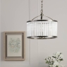 Laura Ashley Sutton 3 Light Pendant Matt Antique Brass & Ribbed Glass