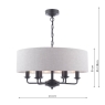 Laura Ashley Sorrento 6 Light Chandelier Matt Black With Natural Shade