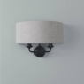 Laura Ashley Sorrento 2 Light Wall Light Matt Black With Natural Shade 