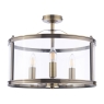 Laura Ashley Harrington 3 Light Semi-Flush Antique Brass & Glass
