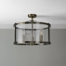Laura Ashley Harrington 3 Light Semi-Flush Antique Brass & Glass