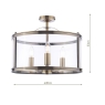 Laura Ashley Harrington 3 Light Semi-Flush Antique Brass & Glass
