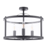 Laura Ashley Harrington 3 Light Semi-Flush Matt Black & Glass