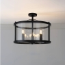 Laura Ashley Harrington 3 Light Semi-Flush Matt Black & Glass