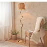 Wriggle-Shaped Floor Light Brushed Aged Brass & Raffia Shade
