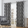 Fusion Woodland Trees Eyelet Headed Curtains Charcoal