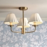 Laura Ashley Mixbury 3 Light Semi-Flush Matt Antique Brass & White