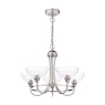 Laura Ashley Wellham 5 Light Armed Pendant Polished Nickel & Ribbed Glass