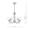 Laura Ashley Wellham 5 Light Armed Pendant Polished Nickel & Ribbed Glass