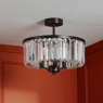 Laura Ashley Elkwood 3 Light Semi-Flush Crystal & Black