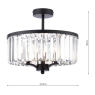 Laura Ashley Elkwood 3 Light Semi-Flush Crystal & Black