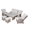 Valencia Rattan 3 Seater Sofa with Ice Bucket Table, Reclining Chairs & Stools