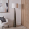 Arbor Verdi Gris Met Conical Table Lamp with Lino 45cm White Shade