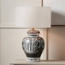 Asteria Black & White Ceramic Urn Table Lamp with Henry 40cm White Shade