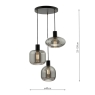 Aiden 3 Light Cluster Pendant Smoked Glass and Satin Black