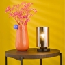 Daylin Table Lamp Satin Black and Smoked Ribber Glass 
