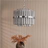 Imani 12 Light Pendant Polished Chrome and Smoked Ribbed Glass