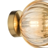 Ophira Wall Light Antique Gold and Amber Ribbed Glass