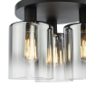 Savannah 3 Light Flush Matt Black and Smoked Glass