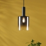 Savannah Pendant Matt Black and Smoked Glass