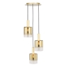 Dar Savannah 3 Light Cluster Pendant Sating Gold & Gold Ombre Glass