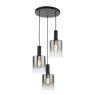 Dar Savannah 3 Light Cluster Pendant Matt Black & Smoked Glass