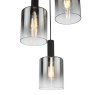 Dar Savannah 3 Light Cluster Pendant Matt Black & Smoked Glass