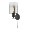 Savannah 1 Light Wall Light Matt Black & Smoked Glass