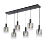 Dar Savannah 6 Light Bar Pendant Matt Black & Smoked Glass