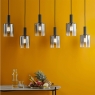 Dar Savannah 6 Light Bar Pendant Matt Black & Smoked Glass