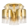 Savannah 3 Light Flush Satin Gold & Gold Ombre Glass