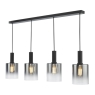 Dar Savannah 4 Light Bar Pendant Matt Black & Smoked Glass