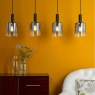 Dar Savannah 4 Light Bar Pendant Matt Black & Smoked Glass